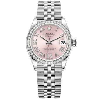 Rolex Datejust 31 278384RBR-0028 Wristwatch, Jubilee Bracelet, Pink Roman Dial, Diamond Bezel