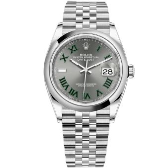 Rolex Datejust 36 126200 Wristwatch, Jubilee Bracelet, Slate Roman Dial, Smooth Bezel