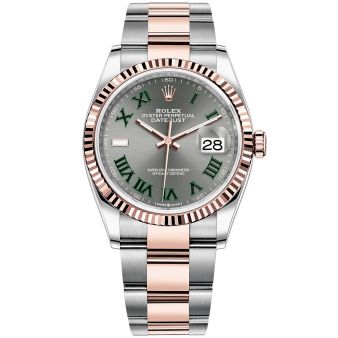 Rolex Datejust 36 126231-0030 Wristwatch, Oyster Bracelet, Slate Roman Dial, Fluted Bezel