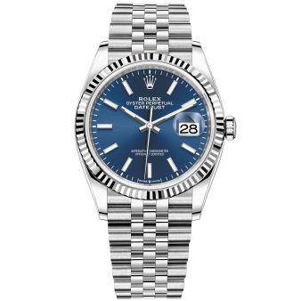 Rolex Datejust 36 126234 Wristwatch, Jubilee Bracelet, Bright Blue Dial, Fluted Bezel