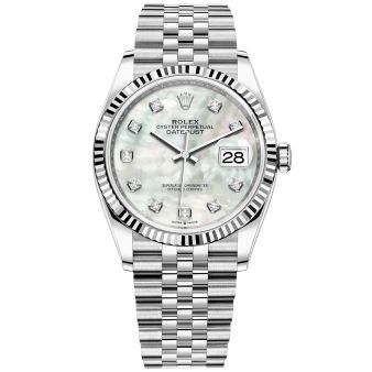 Rolex Datejust 36 126234 Wristwatch, Jubilee Bracelet, Mother of Pearl Diamond Dial, Fluted Bezel