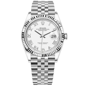 Rolex Datejust 36 126234 Wristwatch, Jubilee Bracelet, White Roman Dial, Fluted Bezel