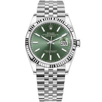 Rolex Datejust 36 126234-0051 Wristwatch, Jubilee Bracelet, Mint Green Dial, Fluted Bezel