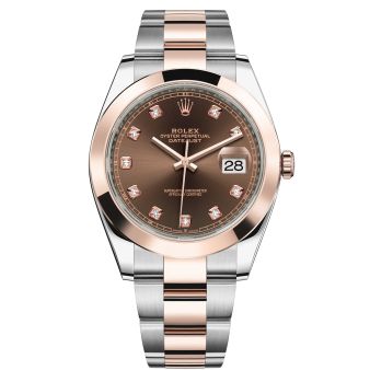 New Rolex Datejust 41 126301 Wristwatch, Oyster Bracelet, Chocolate Diamond Dial, Smooth Bezel