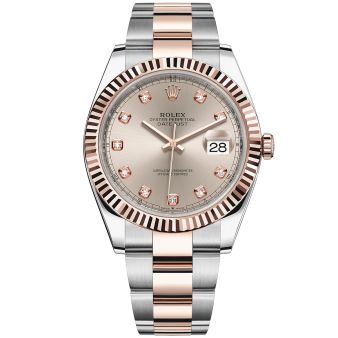 New Rolex Datejust 41 126331 Wristwatch, Oyster Bracelet, Sundust Diamond Dial, Fluted Bezel