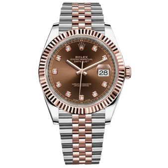 New Rolex Datejust 41 126331 Wristwatch, Jubilee Bracelet, Chocolate Diamond Dial, Fluted Bezel