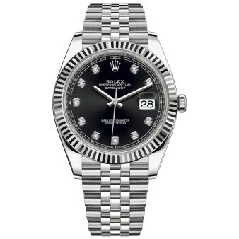 Rolex Datejust 41 126334 Wristwatch, Jubilee Bracelet, Bright Black Diamond Dial, Fluted Bezel