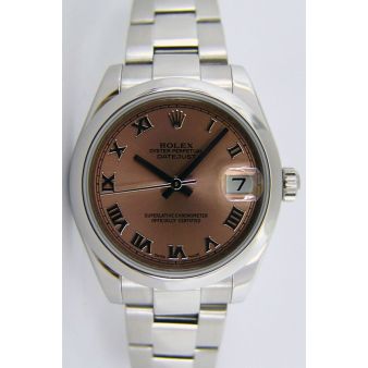 Rolex Datejust Lady 31mm Steel Pink Rose Roman Dial 178240 Rehaut Oyster Watch Chest
