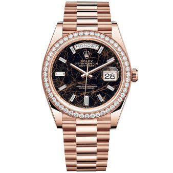 New Rolex Day-Date 40 228345RBR Wristwatch, President Bracelet, Eisenkiesel Diamond Dial, Diamond Bezel