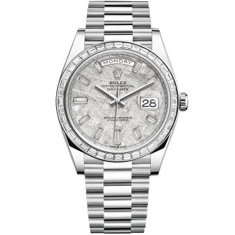 New Rolex Day-Date 40 228236 Wristwatch, President Bracelet, Meteorite Diamond Dial, Diamond Bezel