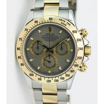 Rolex Cosmograph Daytona Gold Steel Slate Dial 116523 Watch Chest