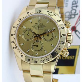 Rolex Cosmograph Daytona Yellow Gold Champagne Dial 116528 Rehaut