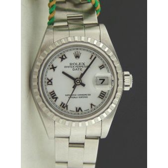 Rolex Lady Date Engine Turn Steel White Roman Dial 79240 Oyster WATCH CHEST