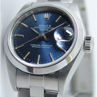 Rolex Lady Date Steel Blue Index Dial 79160 Oyster WATCH CHEST
