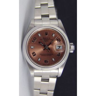 Rolex Lady Date Steel Rose Pink Arabic Index Dial 79160 Oyster WATCH CHEST