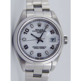 Rolex Lady Date Steel White Arabic Index Dial 79160 Oyster WATCH CHEST
