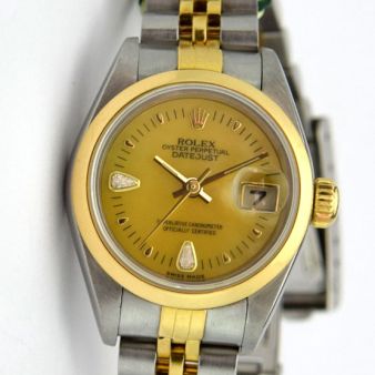 Rolex Lady Datejust Yellow Gold Steel Mother of Pearl Diamond Dial 79163 Jubilee WATCH CHEST