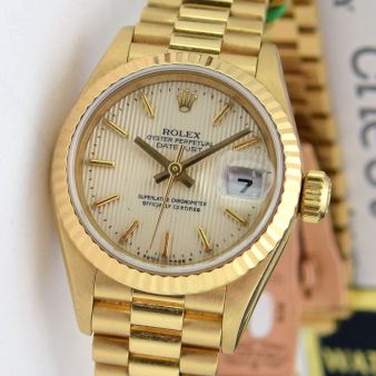 Rolex Lady Datejust President Gold Silver Tapestry 69178 Watch Chest
