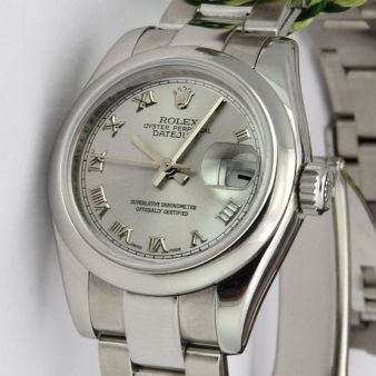 Rolex Lady Datejust Steel Silver Roman Dial 179160 Rehaut Oyster Watch Chest