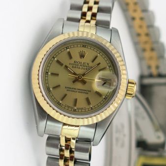 Rolex Lady Datejust Yellow Gold Steel Champagne Index Dial 69173 Jubilee WATCH CHEST