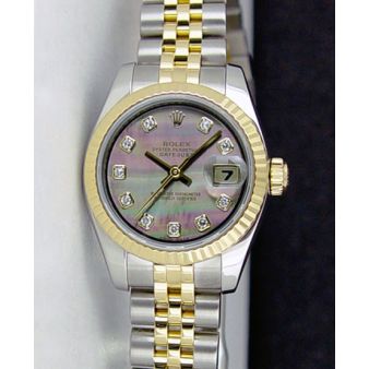 Rolex Lady Datejust Black Mother of Pearl Diamond 179173 Watch Chest