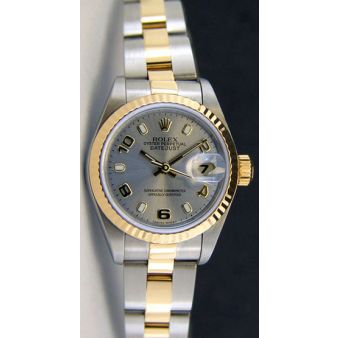 Rolex Lady Datejust Yellow Gold Steel Rhodium Arabic Luminous Index Dial 79173 Oyster Watch Chest