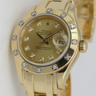 Rolex Lady Pearlmaster Champagne Diamond 80318 Watch Chest