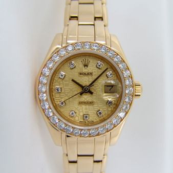 Rolex Lady Pearlmaster Champagne Jubilee Diamond Bezel 69298 Watch Chest