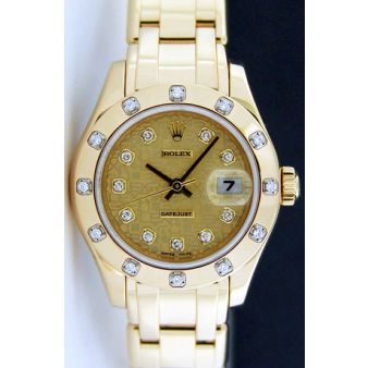 Rolex Lady Pearlmaster Champagne Jubilee Diamond 69318 Watch Chest