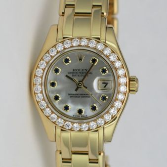 Rolex Lady Pearlmaster Mother of Pearl Sapphire 69298 Watch Chest
