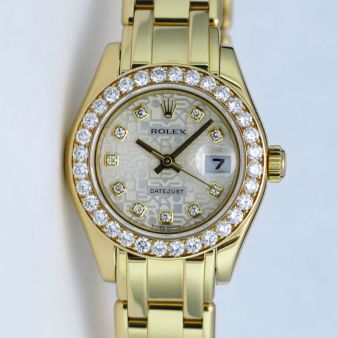 Rolex Lady Pearlmaster Silver Jubilee Diamond Bezel 69298 Watch Chest