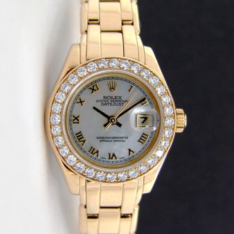 Rolex Lady Pearlmaster Mother of Pearl Roman Diamond Bezel 69298 Watch Chest