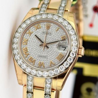 Rolex Pearlmaster 34, Pave Diamond Dial, Rose Gold, 81285