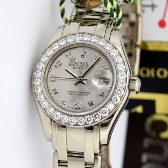 Rolex Datejust Pearlmaster Goldust Mother of Pearl Arabic Diamond 80299 Watch Chest