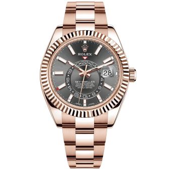 New Rolex Sky-Dweller 326935 Wristwatch, Oyster Bracelet, Slate Dial, Fluted Bezel