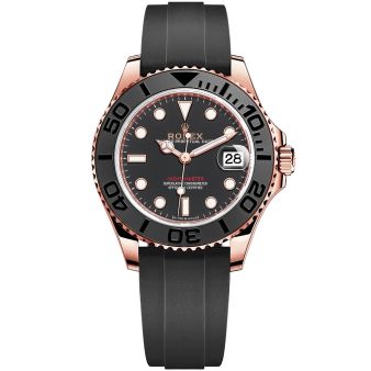Rolex Yacht-Master 37 268655 Wristwatch, Oysterflex Bracelet, Intense Black Dial, Rotatable Bezel