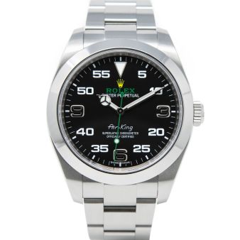 Rolex Men's Air-King 116900 Wristwatch, Oyster Bracelet, Black Arabic Dial, Smooth Bezel