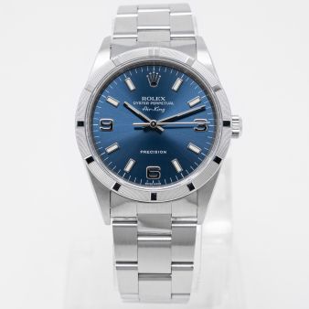 Rolex Air-King 14010 Wristwatch - Blue Dial, Oyster Bracelet, Fluted Bezel