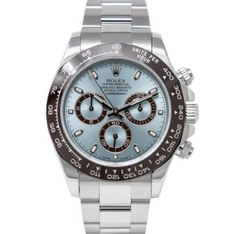 New Rolex Cosmograph Daytona 116506 Wristwatch, Oyster Bracelet, Ice Blue Dial, Chestnut Brown Tachymeter Bezel
