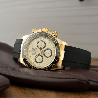 Rolex Cosmograph Daytona 126518LN, 40mm, Yellow Gold, Black Dial, Oysterflex, Box & Papers