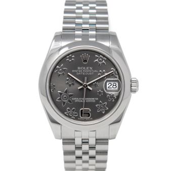 Rolex Datejust 31 178240 Wristwatch, Jubilee Bracelet, Dark Rhodium Floral Dial, Smooth Bezel