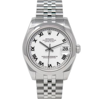 Rolex Datejust 31 178240 Wristwatch, Jubilee Bracelet, White Roman Dial, Smooth Bezel