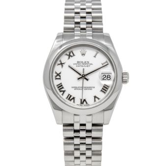 Rolex Datejust 31 178240 Wristwatch, Jubilee Bracelet, White Roman Dial, Smooth Bezel