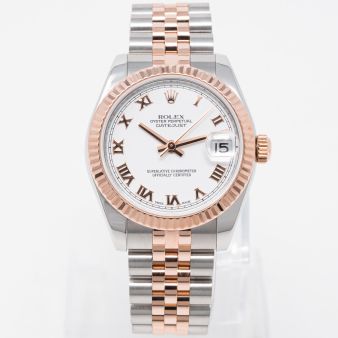Rolex Datejust 31 178271 Wristwatch, White Roman Dial, Jubilee Bracelet, Fluted Bezel