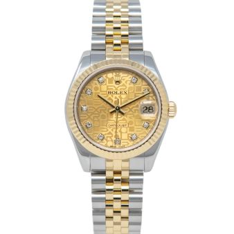Rolex Datejust 31, Champagne Jubilee Diamond Face, Steel & Gold, 178273
