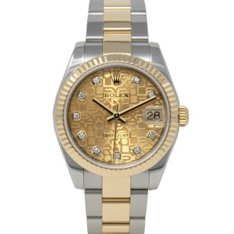 Rolex Datejust 31 178273 Wristwatch, Oyster Bracelet, Champagne Jubilee Diamond Dial, Fluted Bezel