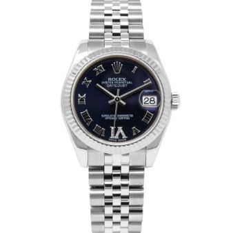 Rolex Datejust 31 178274 Wristwatch, Jubilee Bracelet, Purple Roman VI Diamond Dial, Fluted Bezel