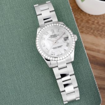 Rolex Datejust 31 178344, Steel & White Gold, Mother of Pearl Roman VI Diamond Dial, Oyster Bracelet, Box & Papers