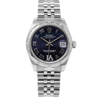 Rolex Datejust 31 178344 Wristwatch, Jubilee Bracelet, Purple Roman VI Diamond Dial, Diamond Bezel