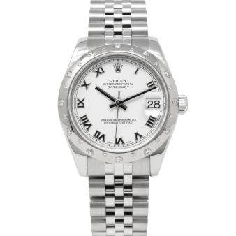 Rolex Datejust 31 178344 Wristwatch, Jubilee Bracelet, White Roman Dial, Scattered Diamond Bezel